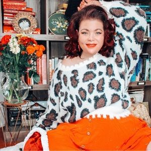 Chic Soul Umgee 1X Cheetah Leopard Print Ribbed Hem Oversized Sweater